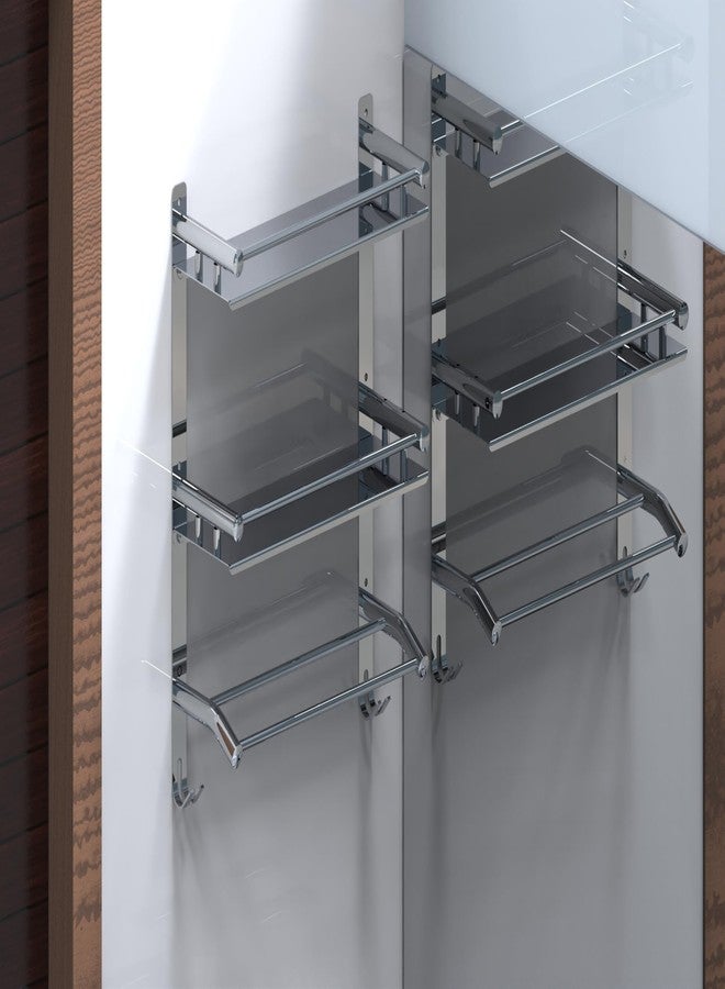 Filox Stainless Steel Wall Mounted Bathroom Shelf | 2-Tier Storage Rack with Towel Holder & Hooks | Rustproof Bathroom Organizer for Toiletries & Kitchen Accessories - Image 4